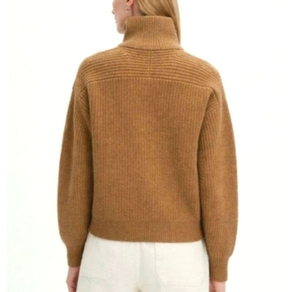 Everlane The Half-Zip Wool Ribbed Knit Sweater Long Sleeve Camel Tan S Classic - Picture 10 of 16